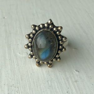 Silver labradorite ring